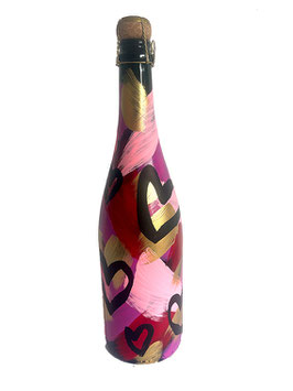 Rieslingsekt, Flasche handbemalt • HERZEN berry