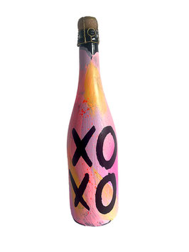 Rieslingsekt, Flasche handbemalt • XOXO pink