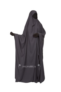 Jilbab Saudi Modell  Einteiler Farbe Dunkelgrau Kleid