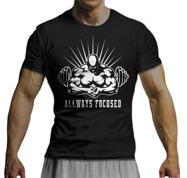 GymTONIX® Herren Motivation T-Shirt mit Always Focused Print