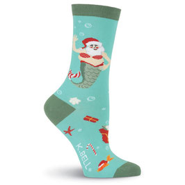 Women's Mermaid Santa Crew Socks