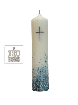 Taufkerze "Sprudelwasser blau"