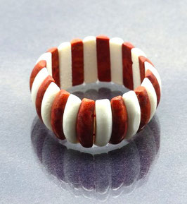 KORALLEN, weiß und rot - breites Armband