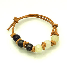 JADE mit TIGERAUGE und AMETHYST - Kugelarmband