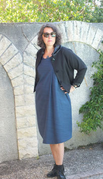 Robe bleu pli côté gauche