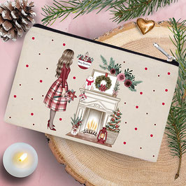 LES MOONETTES - Trousse en coton de Noël "Cheminée Crépitante"