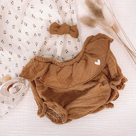 MON PETIT LEON - Bloomer volanté en gaze de coton camel