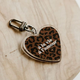 MON PETIT LEON - Porte-Clés "à la vie, à l'amour" Léopard Marron Foncé