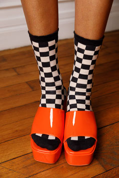 WE ARE JOLIES - Chaussette Coton Bio - Damier Noir 36-41