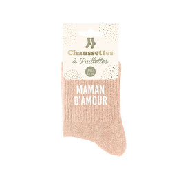 Chaussette Paillettes "Maman D'Amour"