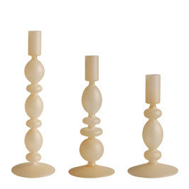 Mathilde M - Set de 3 bougeoirs beige givré