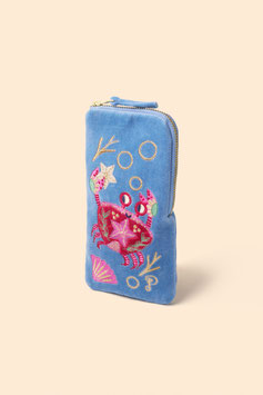 POWDER - Pochette à lunettes en velours - Crabe marin - Bleuet
