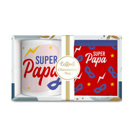 Coffret mug/chaussettes "Super Papa"