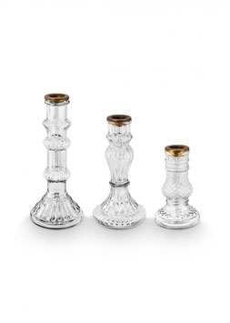 PIP STUDIO -  Set de 3 Bougeoirs en verre transparent