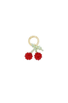 Bijou de sac, porte-clés - Pendentif breloque cerise - Rouge et vert