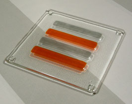 Dessous de plat carré 4 barres orange - gris