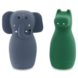 Badespielzeug Spritztiere Elefant & Krokodil | Mrs. Elephant & Mr. Crocodile | Trixie