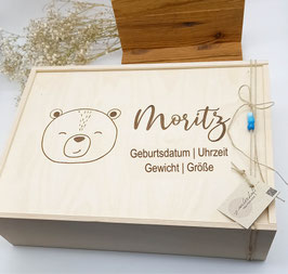 Erinnerungskiste Bär | Name & Geburtsdaten | Geburt, Taufe, Erstkommunion, Firmung, Hochzeit