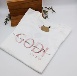 GODI T-Shirt weiß | roségold mit Namen | verschiedene Größen
