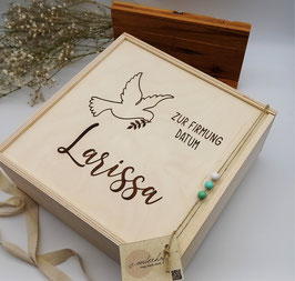 Erinnerungskiste Taube | Name & Datum | Geburt, Taufe, Erstkommunion, Firmung, Hochzeit