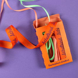 Geschenkband-Set „Schulkind“ | feuerrot-orange/mint/rosa | Ava&Yves