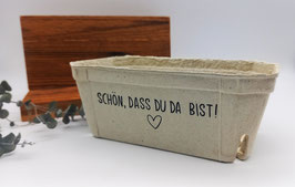 Geschenkbox "Schön, dass du da bist! ♡" Papierfaser/Pappe | mit Holzwolle möglich