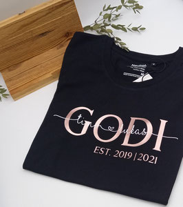 GODI T-Shirt schwarz | roségold mit Namen | verschiedene Größen