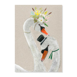 Postkarte Schwäne "Love is in the air." | Atelier Baldrian & Hackel