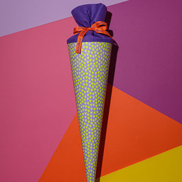 Schultüte 70 cm | mit Herzen flieder/neongelb | Ava&Yves