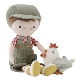 Kuschelpuppe Farmer Jim mit Huhn 35 cm | Little Dutch