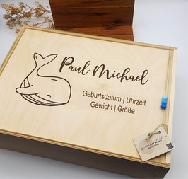 Erinnerungskiste Wal | Name & Geburtsdaten | Geburt, Taufe, Erstkommunion, Firmung, Hochzeit