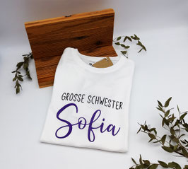 Kids Kurzarm T-Shirt "große Schwester" mit Name | verschiedene Farben & Größen