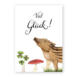Postkarte Schweinchen "Viel Glück!" | Atelier Baldrian & Hackel