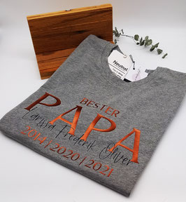 BESTER PAPA T-Shirt grau | kupfer mit Namen | verschiedene Größen