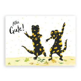 Postkarte Salamander "Alles Gute!" | Atelier Brigitte Baldrian