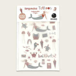Kindertattoos mit Glitzereffekt | Schulkind Meerjungfrau "Under The Sea" | Ava&Yves