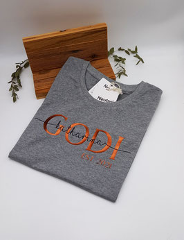 GODI T-Shirt grau | kupfer mit Namen | verschiedene Größen