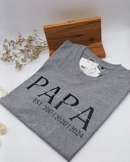 PAPA T-Shirt grau | schwarz mit Namen | verschiedene Größen