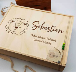 Erinnerungskiste Löwe | Name & Geburtsdaten | Geburt, Taufe, Erstkommunion, Firmung, Hochzeit