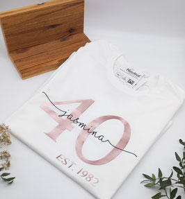 Geburtstags T-Shirt weiß | roségold mit Name | verschiedene Größen