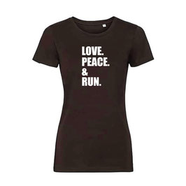 Damen T-Shirt PEACE. LOVE. & RUN schwarz/weiß