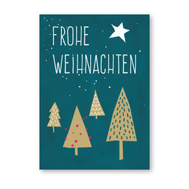 Postkarte Weihnachten "Tannenbäume"