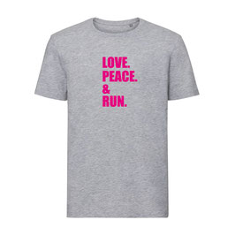 Herren T-Shirt LOVE.PEACE. & RUN. grau/pink