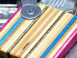 Schlüsselanhänger Quadrat - Pink/Blau/Schwarz