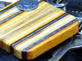Schlüsselanhänger Quadrat - Orange/Schwarz