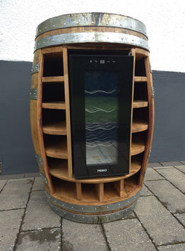 WEINGLÜCK PREMIUM - Elegantes Barfass mit Weinkühlschrank