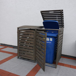 Mülltonnenbox Holz für zwei 240 Liter Mülltonnen in Grau