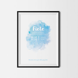 Baby Birth Print blau mit Ankern