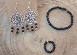 Lavastein Schmuck-Set, Ohrhänger 925 Silber