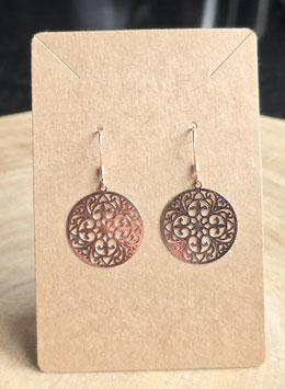 Mandala Ohrringe 925 Silber-rose vergoldet/Mandala aus Edelstahl